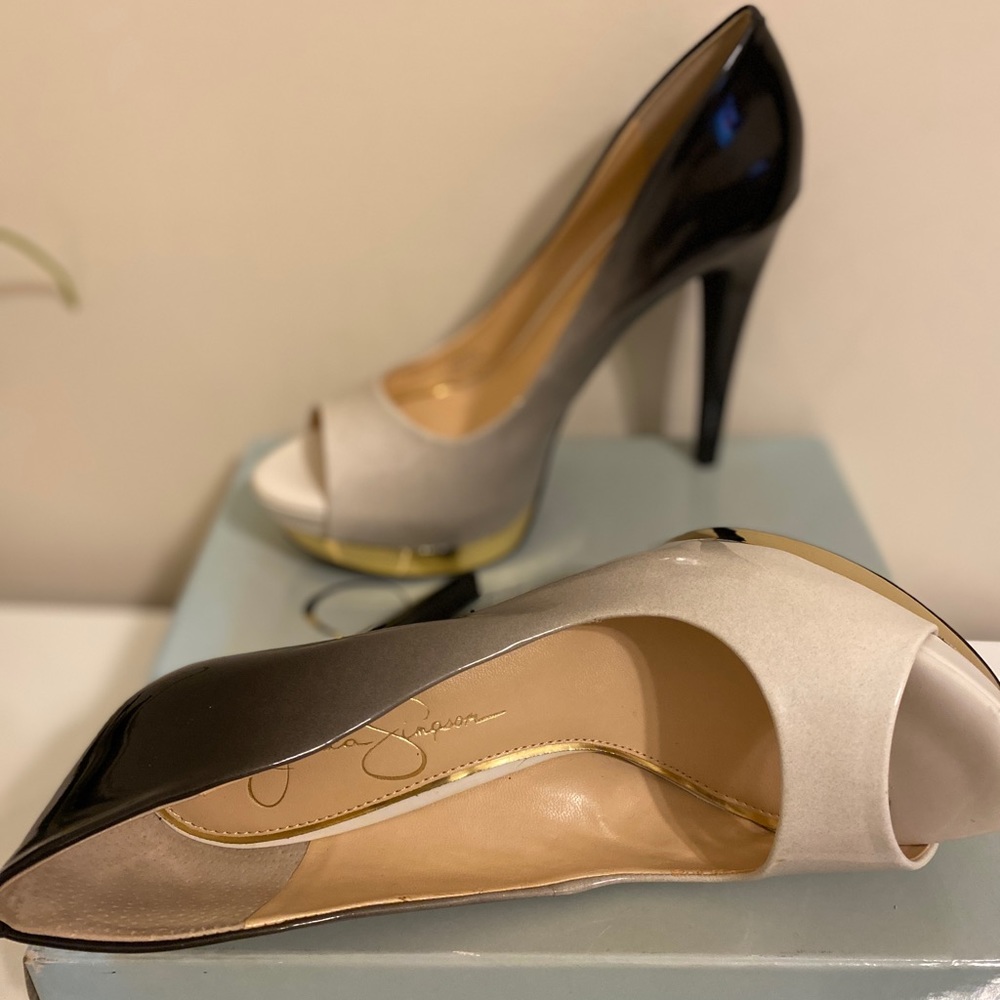 Jessica Simpson White|Black Ombré Shoes